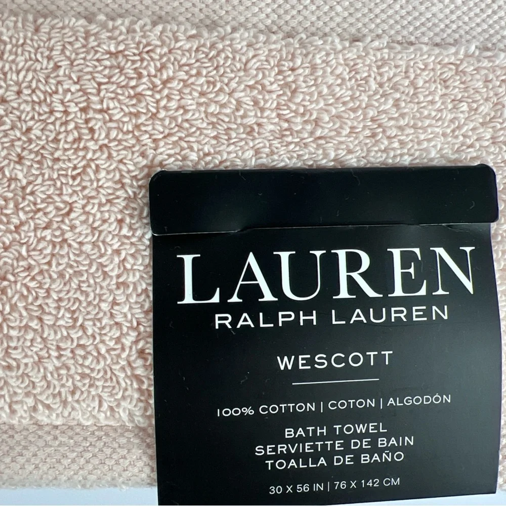 Ralph Lauren Wescott Bath Towel Set Luxury Cotton Pink 3 Pc Set Soft Plush NEW